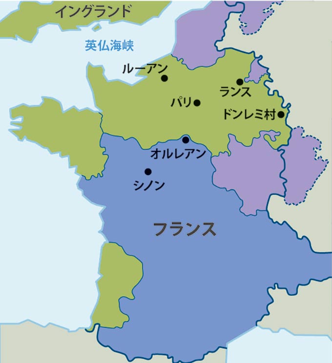 1429年のフランスの領土支配図